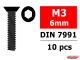 Team Corally - Steel Screws M3 x 6mm - Hex Flat Head - 10 pcs C-3002-30-06