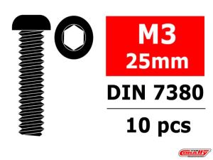 Team Corally - Hex Button Head Screw - M3 x 25 - Steel - 10 pcs C-3003-30-25