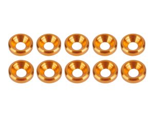 UR1501-G Ultimate RC 3mm Orange-Gold Aluminium Unterlegscheiben konisch (10) 