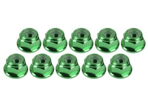 Ultimate RC 3mm Grün Aluminium Stoppmutter mit Flansch selbstsichernd (10)
