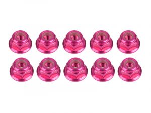 UR1503-PK Ultimate RC 3mm Pink Aluminium Stoppmutter mit Flansch selbstsichernd (10)