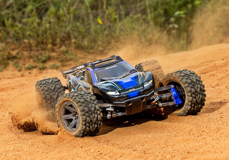 MODEL 67164-4: Rustler&reg; 4X4 BL-2s: 1/10 scale 4X4 brushless stadium truck, fully-assembled, waterproof electronics, Ready-To-Race&reg;, with TQ&trade; 2.4 GHz 2-channel radio system, BL-2s&trade; speed control, and clipless painted body. Requires: battery and charger.